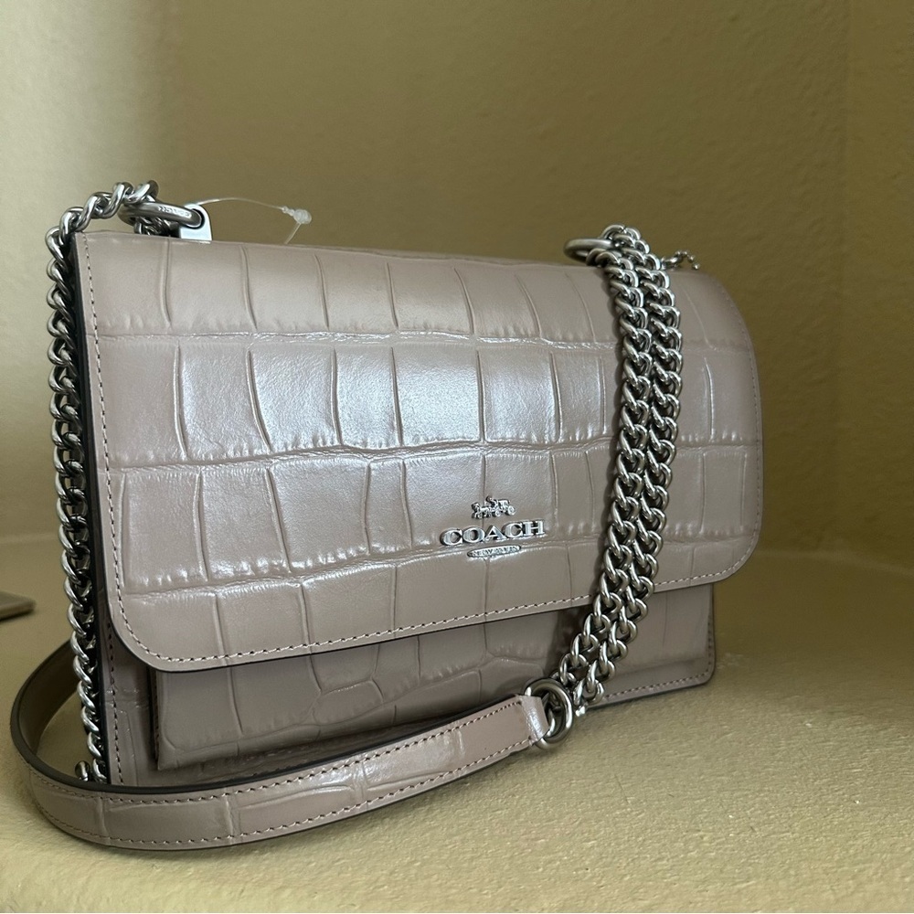 Coach Klare Beige Croc-Embossed Crossbody shoulder Bag - Picture 3 of 15
